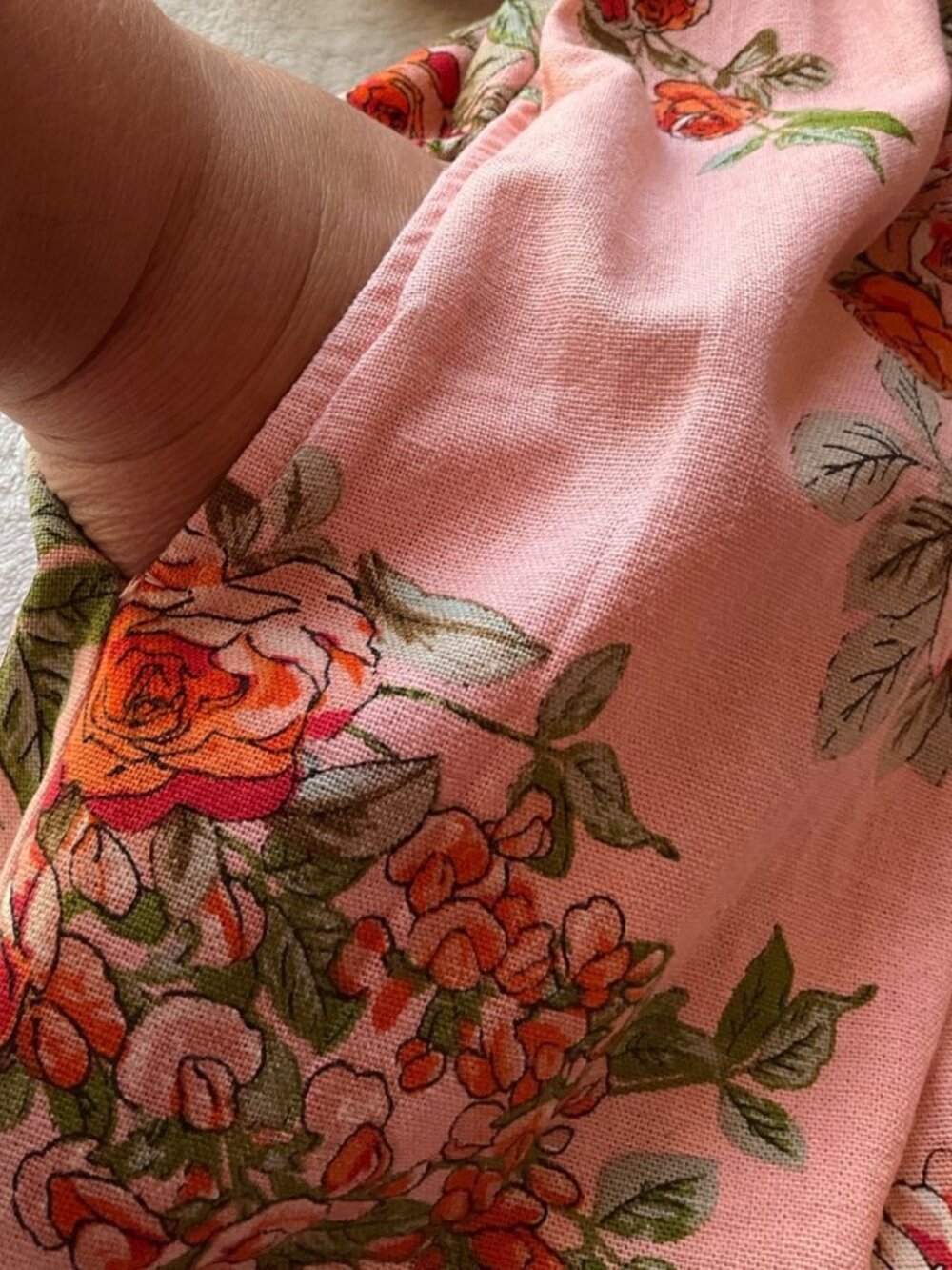 Uncle Frank Baby Doll Dress Linen Bl Floral Ruffles Flowy Sundress Pink Made USA - Picture 11 of 15